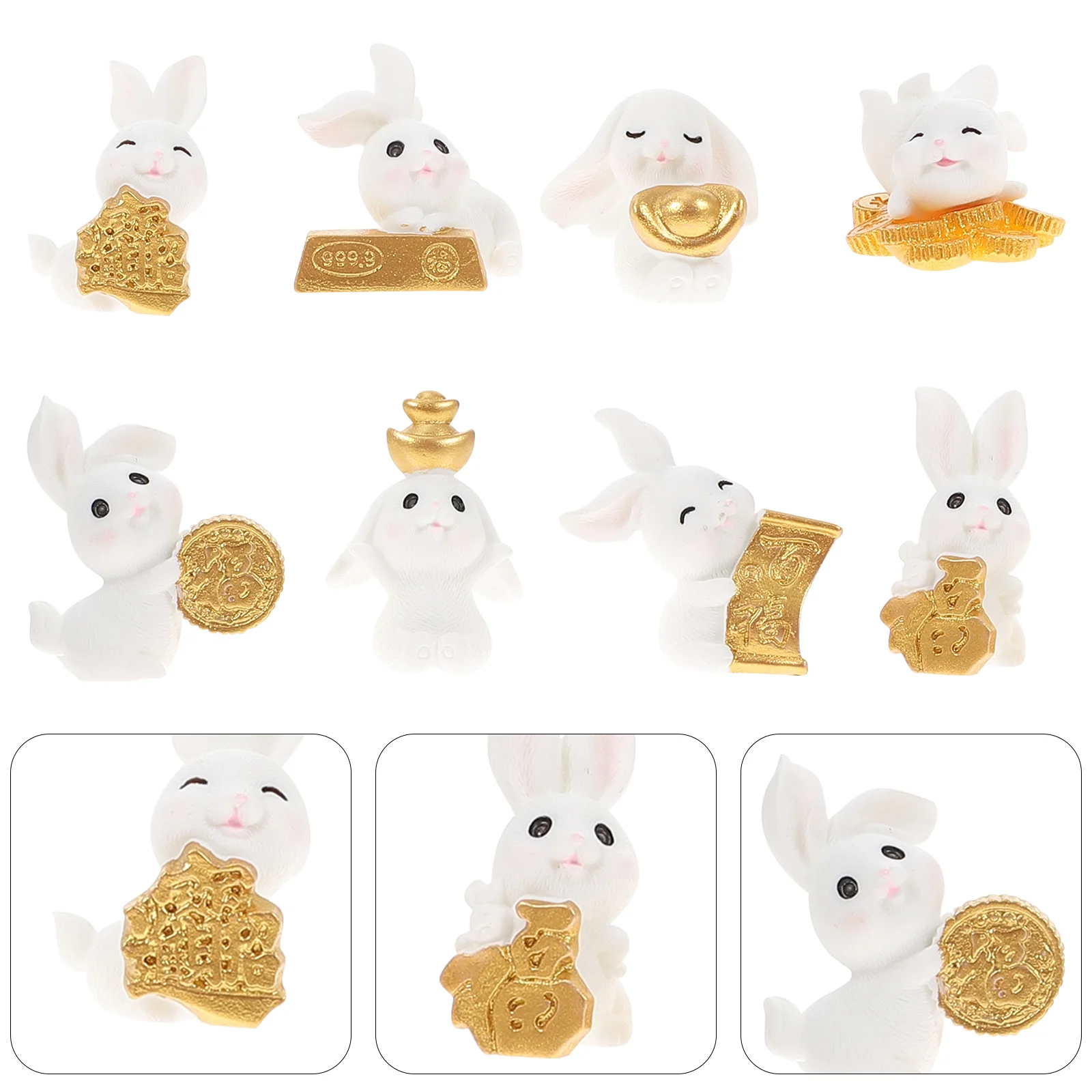

8Pcs Cake Decoration Rabbit Decoration Rabbit Figure Rabbit Ornament Chinese Decoration Rabbit Decor