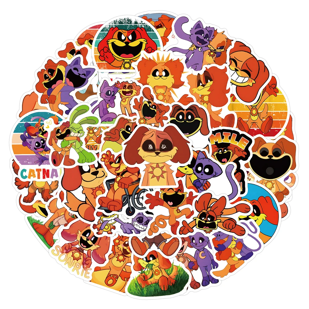 10/30/55 шт. Игра ужасов Улыбающиеся твари ДЕНЬ СОБАКИ Наклейки Забавный Мультфильм