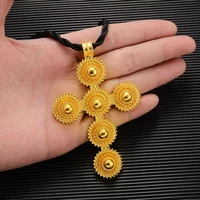 24k ethiopian jesus cross jewelry set gold color necklacependant habesha africa fashion wedding gifts