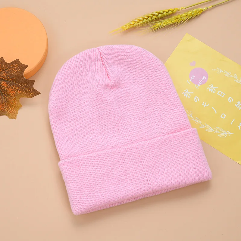 

Winter warm casual solid color knit cap for both men and women gray