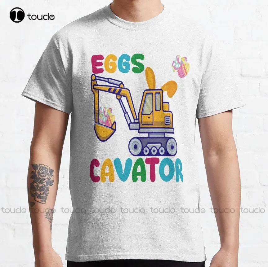 

Eggscavator Happy Easter Funny Excavator Hunting Egg Classic T-Shirt Custom Aldult Teen Unisex Digital Printing Tee Shirts