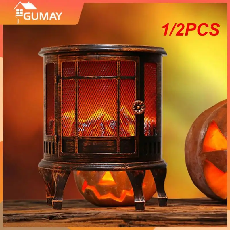 

1/2PCS Fireplace Lantern Decorative Flameless Log Fire Effect Vintage Lamp Battery USB Operated Table Light Decor