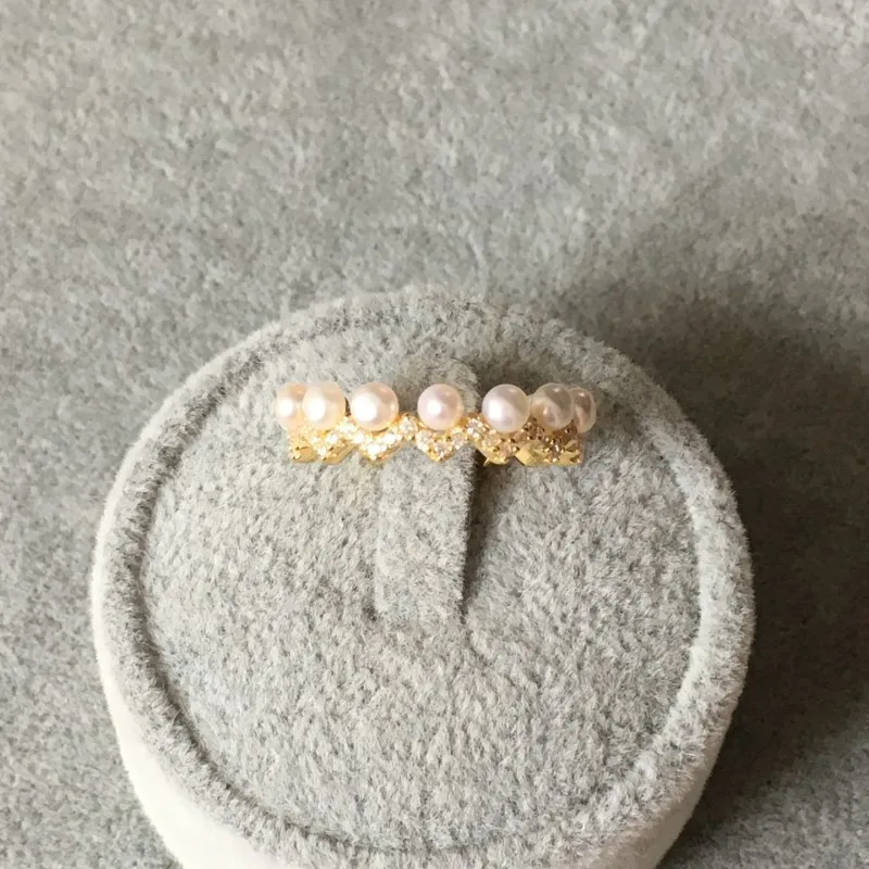 SLJELY Luxury S925 Sterling Silver Up and Down Zigzag Finger Ring with Pearls Cubic Zirconia Stones Women Fashion Party Jewelry | Украшения