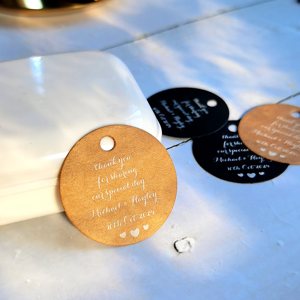 BY26-35 мм диаметр 100 шт. белая крафт-бумага с текстовым принтом на заказ Свадебные Подарки Спасибо открытки подвесные бирки для изделий ручной работы
