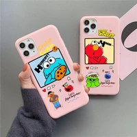 sesame street couple phone case for iphone 13 12 11 pro max mini xs 8 7 6 6s plus x se 2020 xr matte candy pink silicone cover