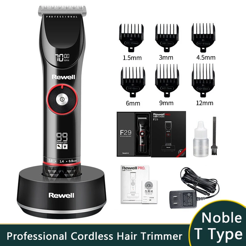 Noble Wireless Charge T Hair Trimmer Professional Unlimited Speed Stainless Steel Head Barber Cutting For Men Machine Shop Kit