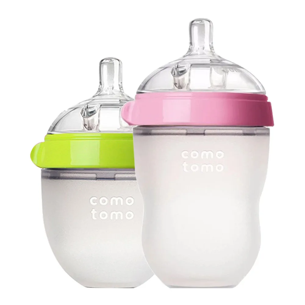 Silicone Baby Bottle Green/Pink 5 oz or 8 oz Baby Bottles  Pack BPA free Feeding bottle children kids