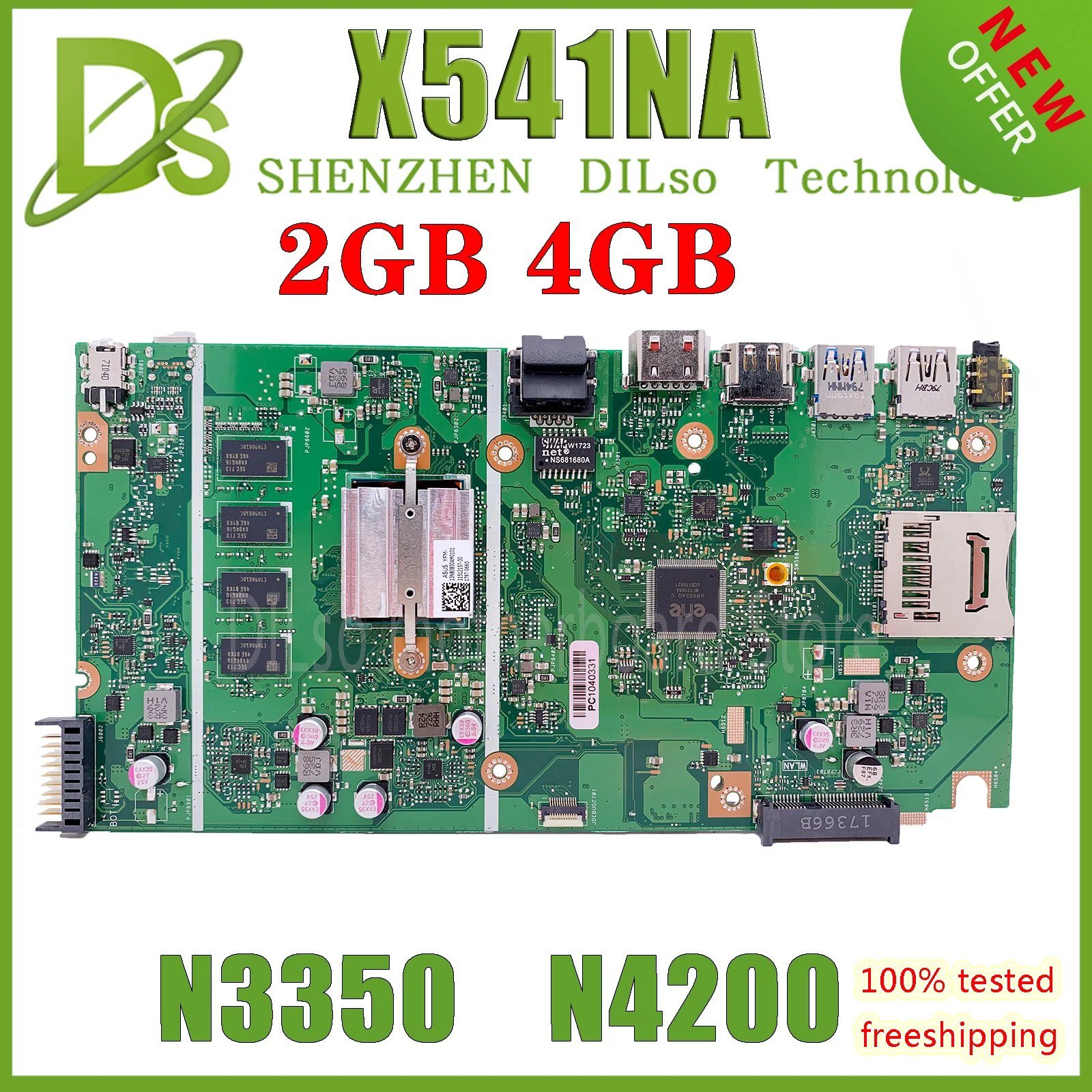 KEFU PLACA X541NA материнская плата для ASUS VivoBook Max D541N X541N материнская плата для ноутбука с N3350 N3450/N4200 CPU 2 ГБ/4GB-RAM