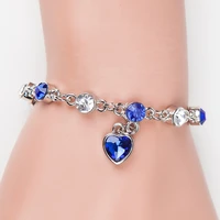 wangaiyao new temperament fashion crystal bracelet peach heart diamond flash diamond womens jewelry bracelet festival jewelry