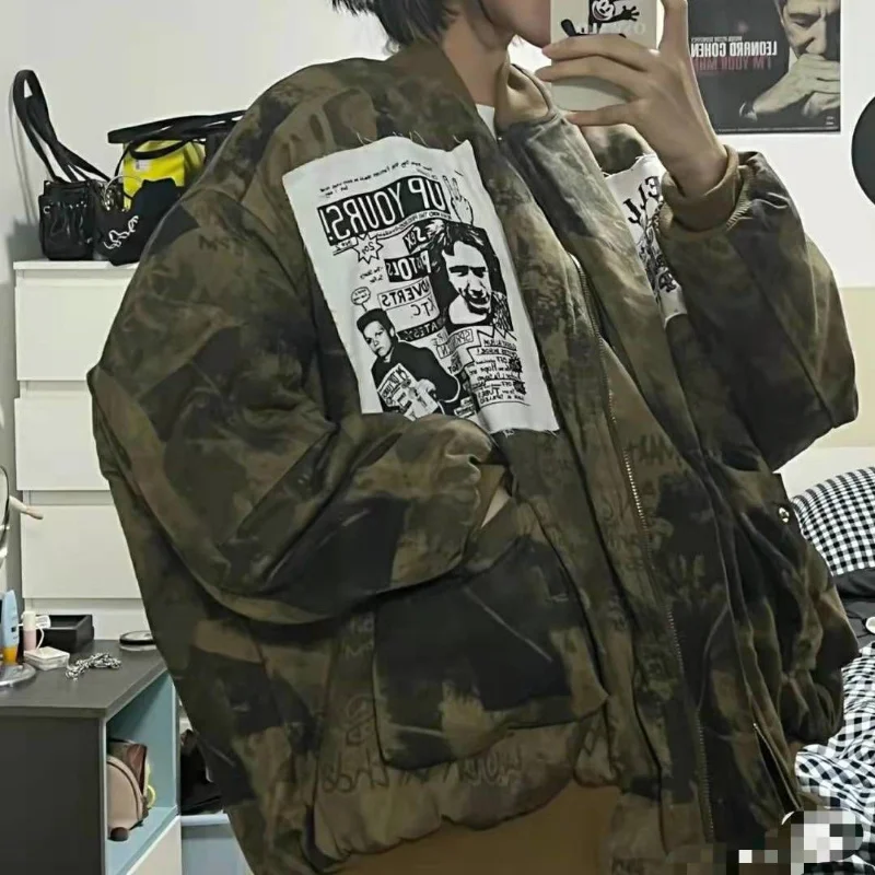 

Harajuku Bomber Jacket Women Grunge Y2k Oversized Vintage Korean Streetwear Fashion Gothic Aesthetic Baseball Jackets