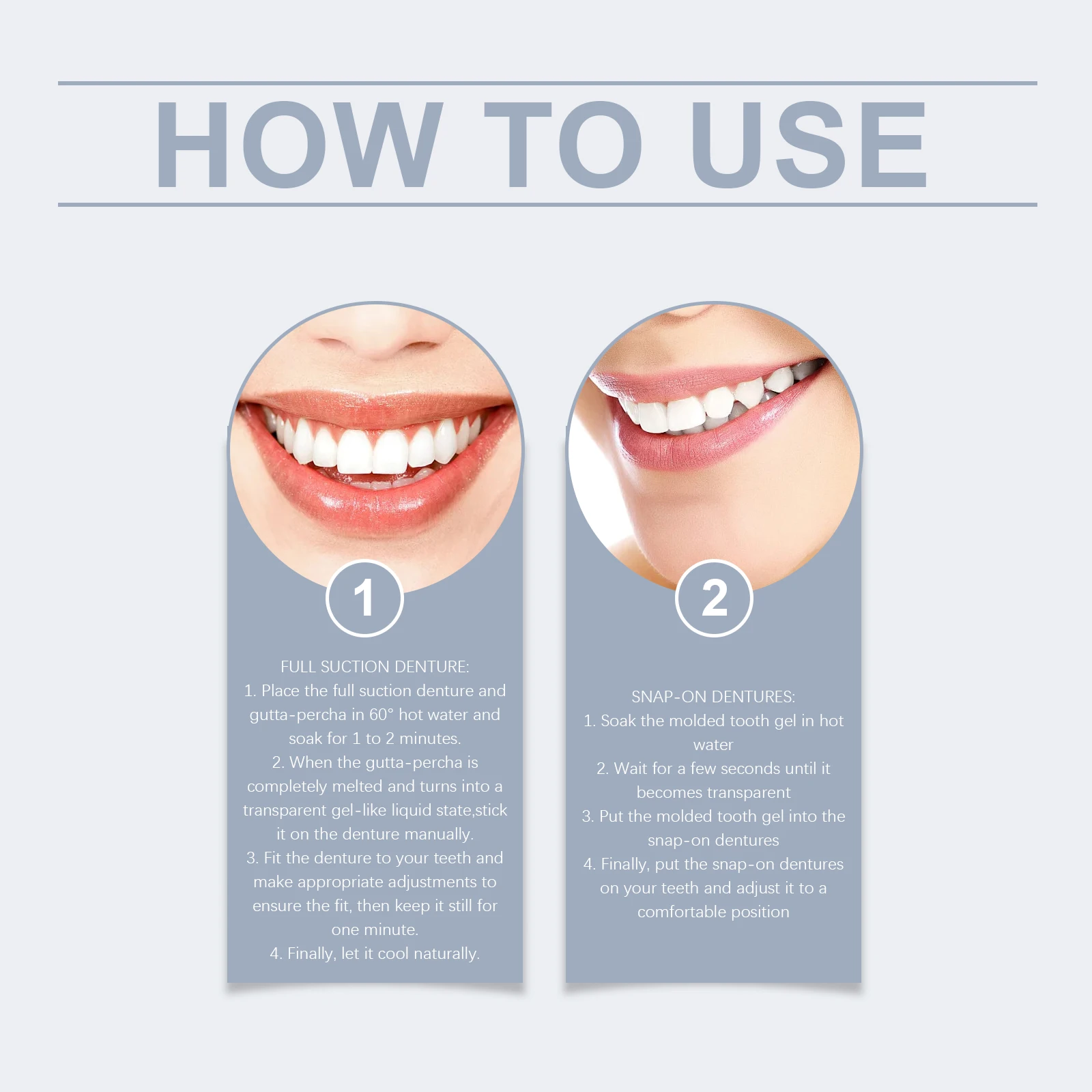 Фото Комплект зубных протезов Oralhoe: комфортный полный протез для всей челюсти, регулируемый, предотвращает выпадение, повышает уверенность, прост в использовании, для мужчин и женщин. №5