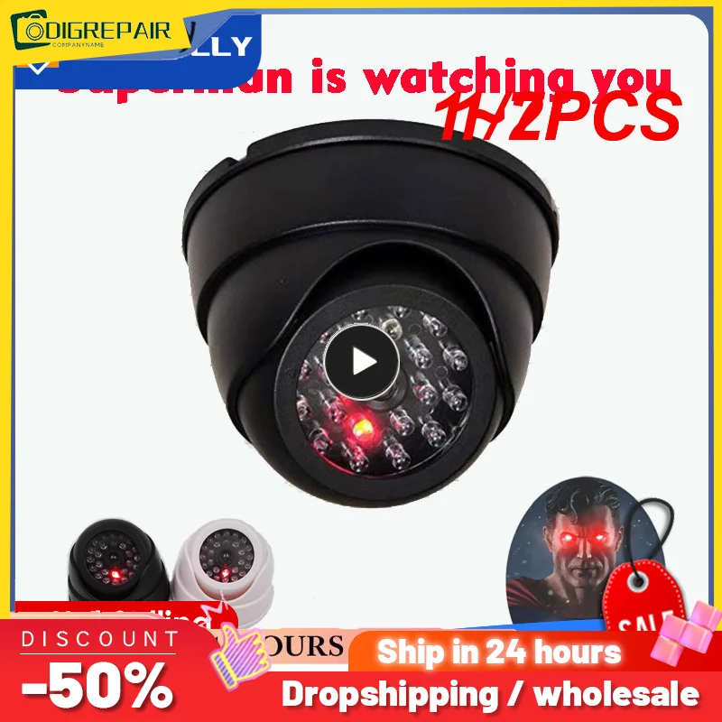 

1~7PCS Wireless Black/White Dummy Camera Fake Plastic Dome CCTV Security Camera With Flashing Led Surveillance System Indoor