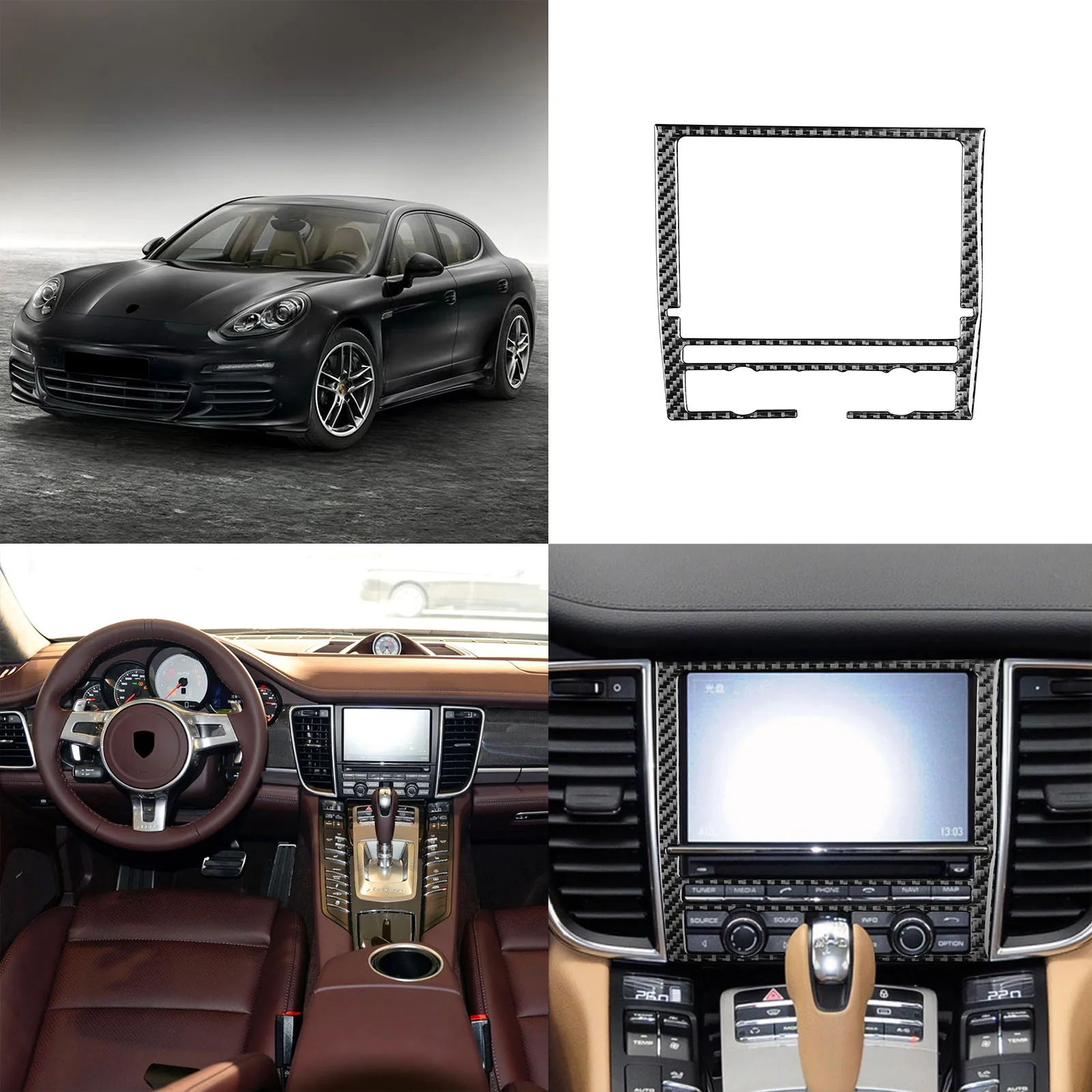 

for panamera 2010-2016 Navigation Screen Decoration Panel Decoration Cover Sticker Decal Trim Car Accessories Carbon Fiber