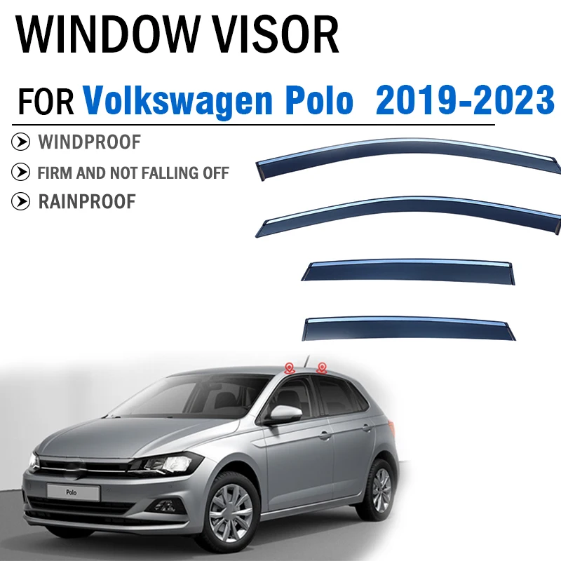 FOR Volkswagen VW POLO 2019-2023 Window Visor Awning Shelters Vent Shades Sun Rain Guard Shield Deflector Car Accessories