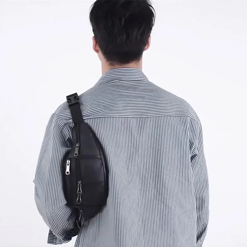 Genuine Leather Waist Bag for Men Fanny Pack Waterproof Running Cycling Crossbody  Multifunctional Sports Travel Bags Coin Purse