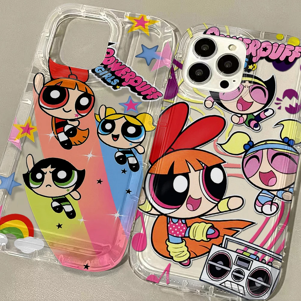 CartoonThe P-Powerpuff Girls Phone Case for Samsung Galaxy S24 S23 S22 S21 S20 S10 Note20 Note10 FE Ultra Plus 4G 5G Clear Cover