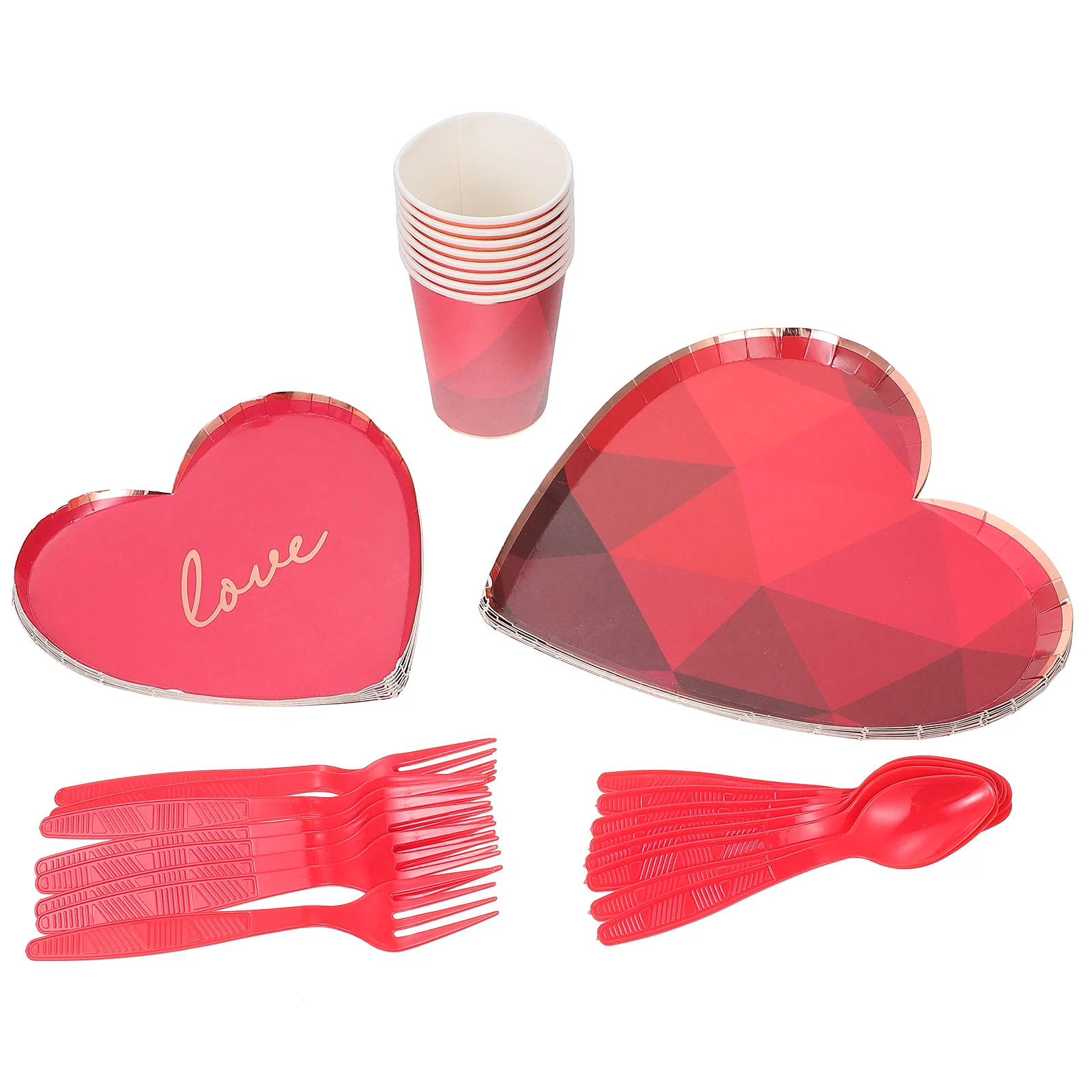 

1 Set of Party Paper Tableware Love Shaped Party Tableware for Party Home Hotel