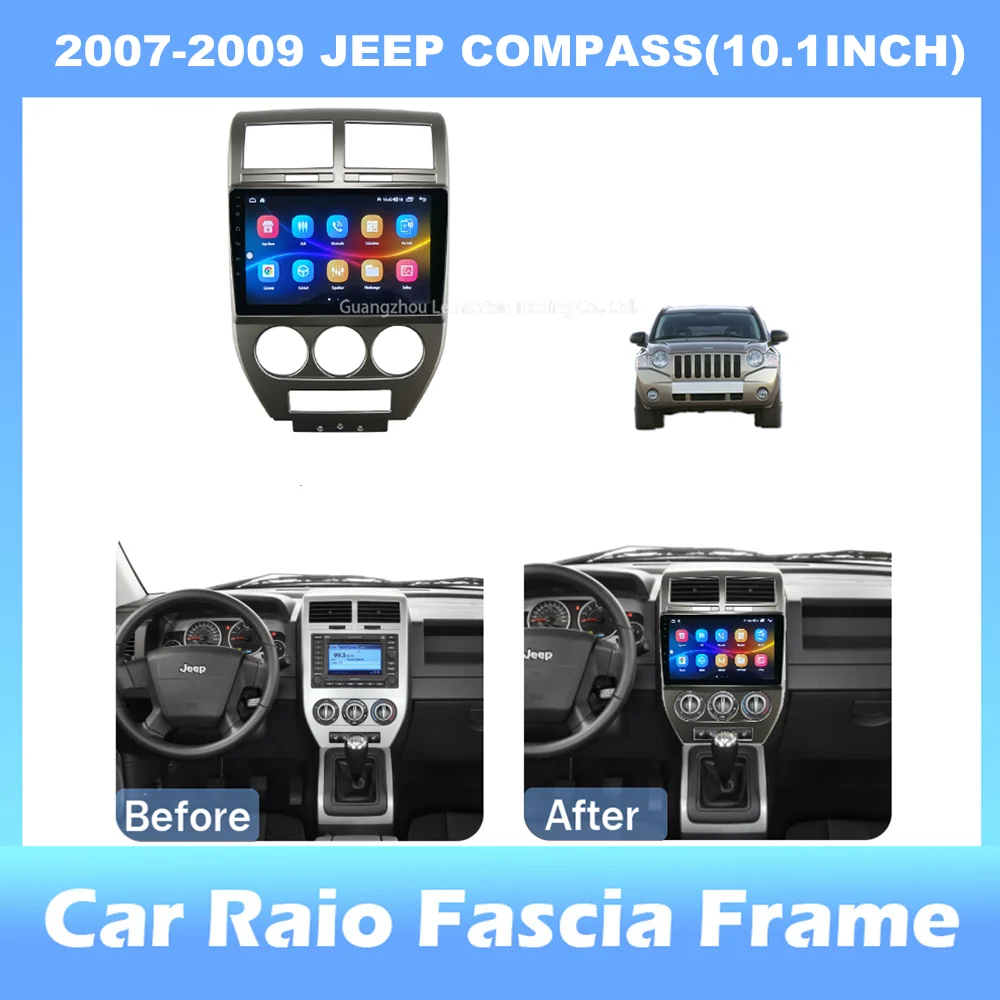 10.1-inch 2din Car Radio Dashboard For JEEP COMPASS 2007-2009 Stereo Panel, For Teyes Car Panel With Dual Din CD DVD Frame