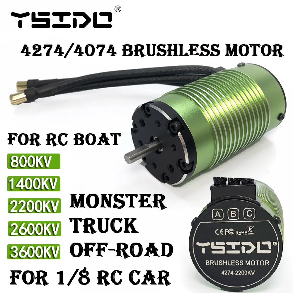 YSIDO 4274 1400KV 2200KV 2600KV 3600KV бесщеточный двигатель для RC ARRMA TRAXXAS EDF Boat 1/8 Car Monster Truck Off Road |