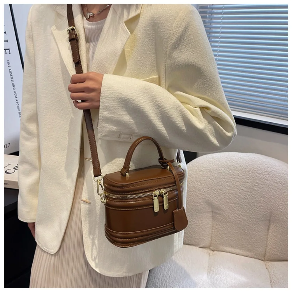 Женская сумка на плечо в форме бочонка кожаная съемная через Модная Портативная