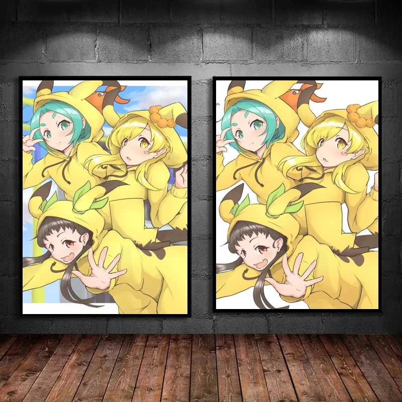 

Canvas Artwork Painting Pokemon Pikachu Children's Bedroom Decor Cartoon Character Picture Birthday Gifts Aesthetic Poster