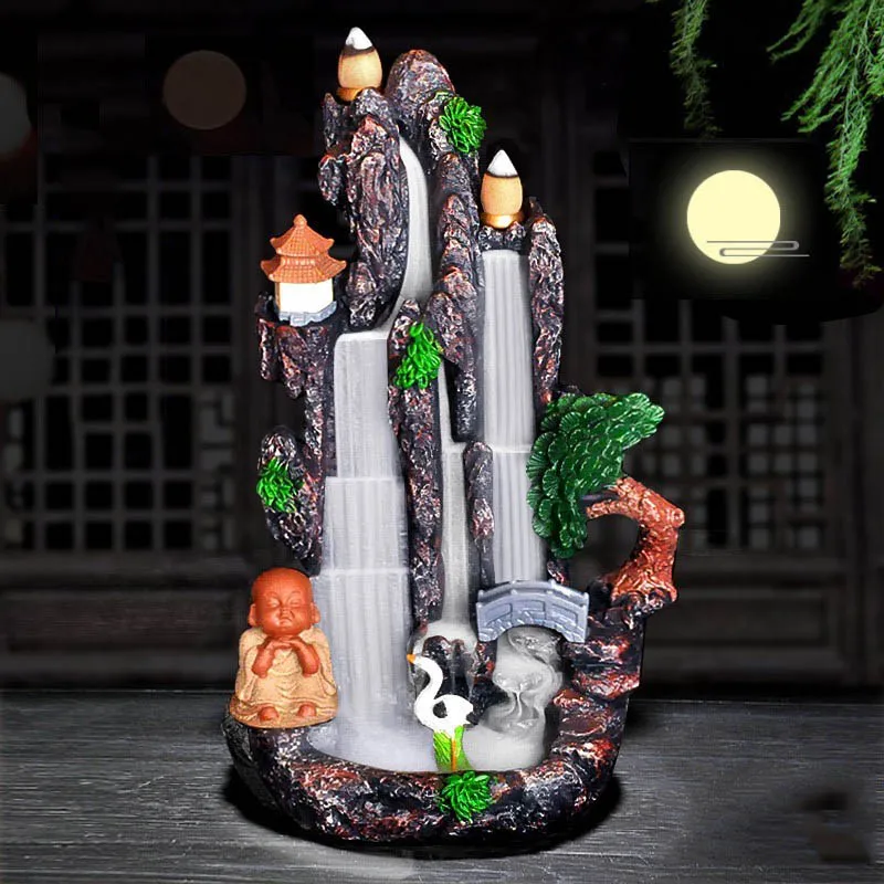 

Electronic Backflow Incense Burner Zen Buddha Indoor Fountain Stand Incense Burner Evaporator Temple Incensario Decoration Home