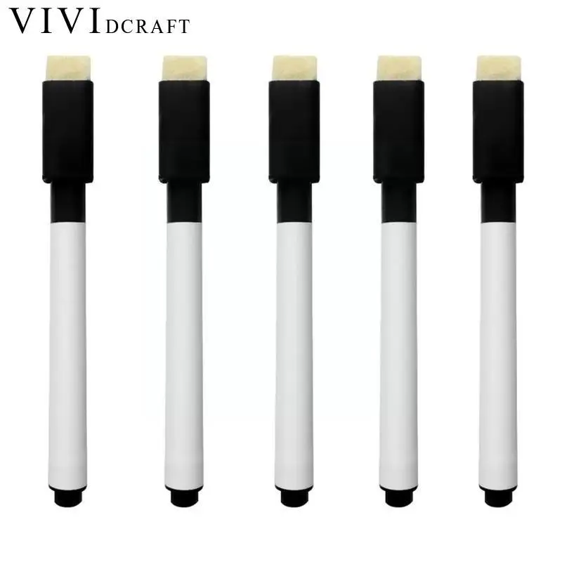 

Vividcraft 10 Pcs/lot Erasable Whiteboard Marker Pen With Black Marker Stationery Kids Ink Set Chalk Eraser Children Gifts J8p6
