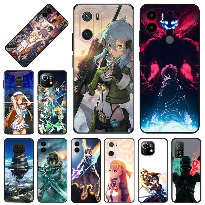 

Чехол для телефона с защитой от падения и мечом из аниме онлайн-рисунка для Xiaomi Mi 11 10 Note10 A2 10T 8 Lite Φ 11T 11i 9T CC9 Pro 9 se, мягкий чехол