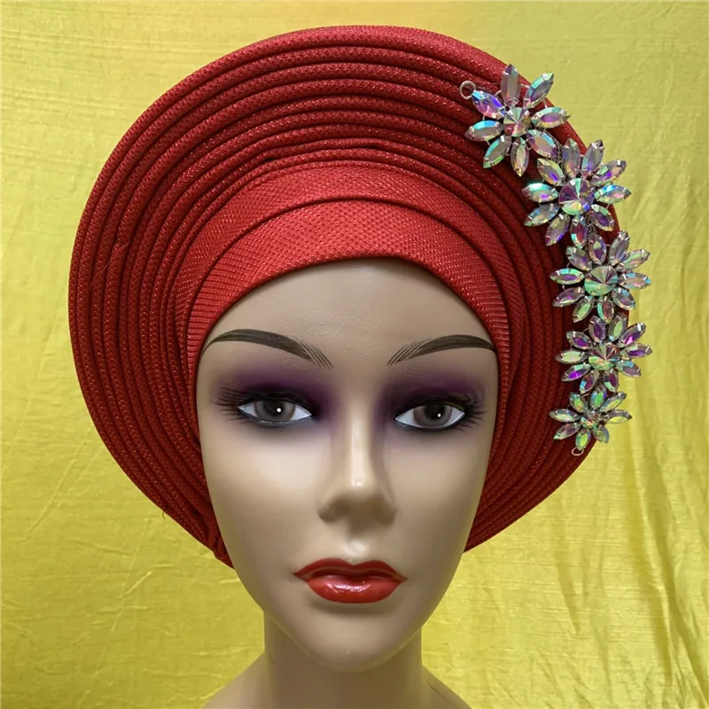 Aso oke Нигерия для традиционного брака головной убор gele уже сделанная африканская