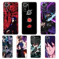 red uchiha sasuke transparent phone case for redmi note 11 11t 10s 8a 9a 9c 7 8 9 10 k40 4g plus pro 4g soft cover shell fundas