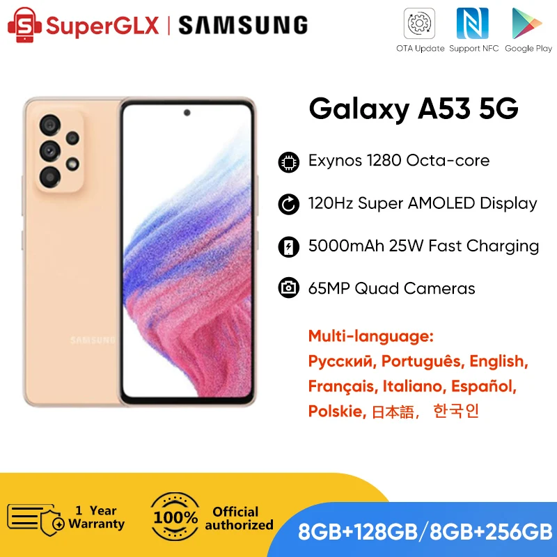 Cena Oryginalny Samsung Galaxy A53 5G Smartphone Android Exynos 1280 Octa-core 120Hz Super AMOLED 5000mAh 25W Szybkie ładowanie Telefonu Komórkowego Cena Oryginalny Samsung Galaxy A53 5G Smartphone Android Exynos 1280 Octa-core 120Hz Super AMOLED 5000mAh 25W Szybkie ładowanie Telefonu Komórkowego