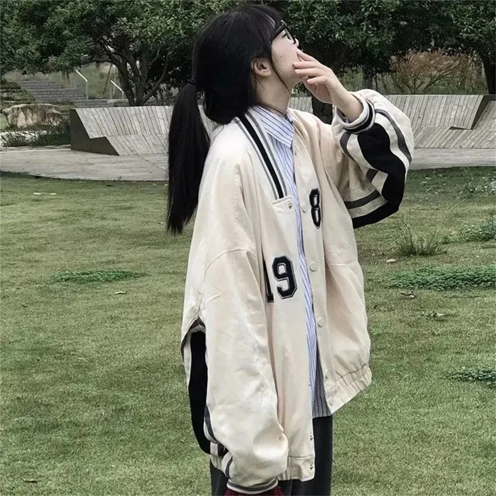 

Куртка женская в корейском ретро-стиле, свободный пиджак на молнии, бейсбольная форма, с цифровым сращиванием, в стиле бойфренд, для студенток