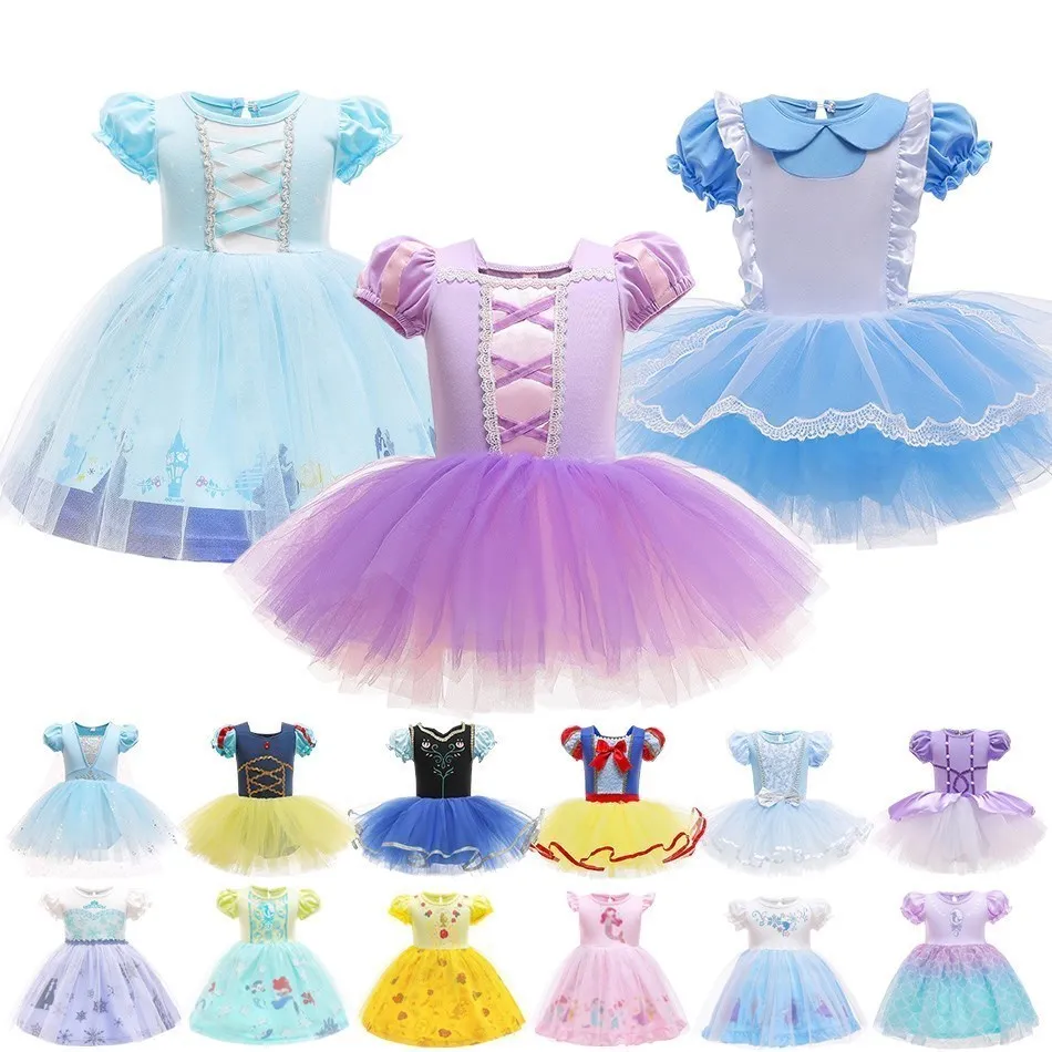 

1-10 Years Girl Princess Dress Kids Rapunzel Snow White Mermaid Cinderella Elsa Anna Sofia Belle Alice Dress Ballet Skirt
