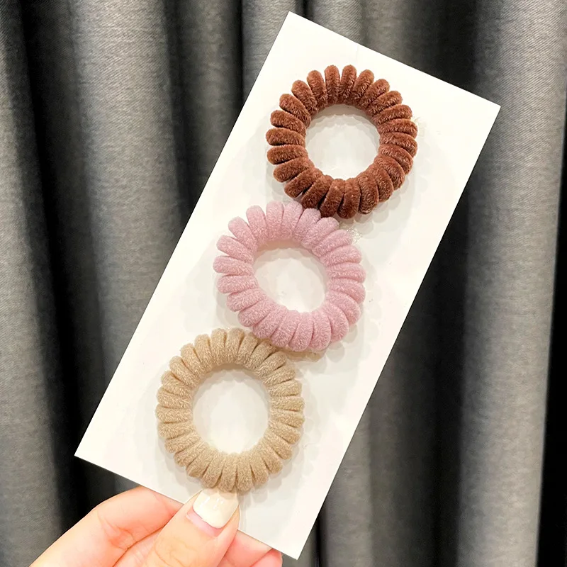 Женские винтажные однотонные флокирующие резинки для телефона эластичные волос