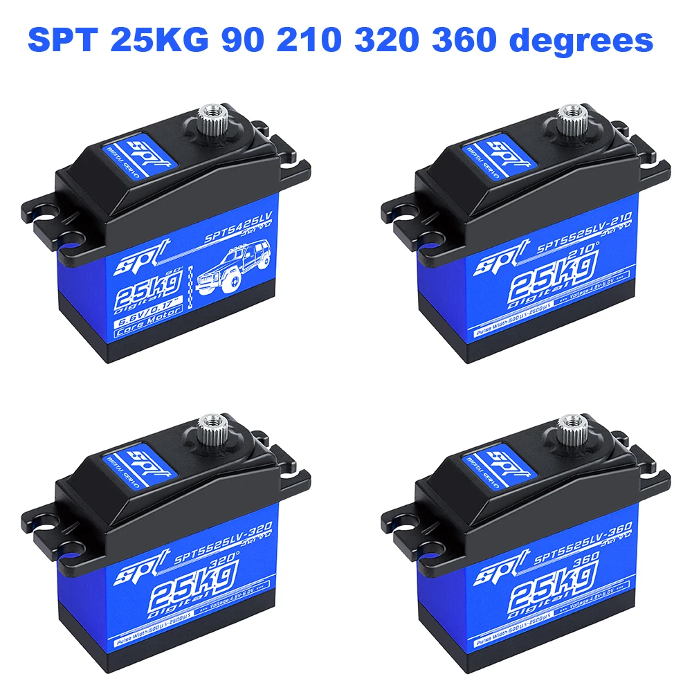 Сервопривод 25 кг, металлическая Шестерня SPT 90 210 320 360 градусов, большой крутящий момент, цифровые сервоприводы для радиоуправляемого автомобиля, гусеницы SCX10 TRX4, запчасти для автомобилей, аксессуары