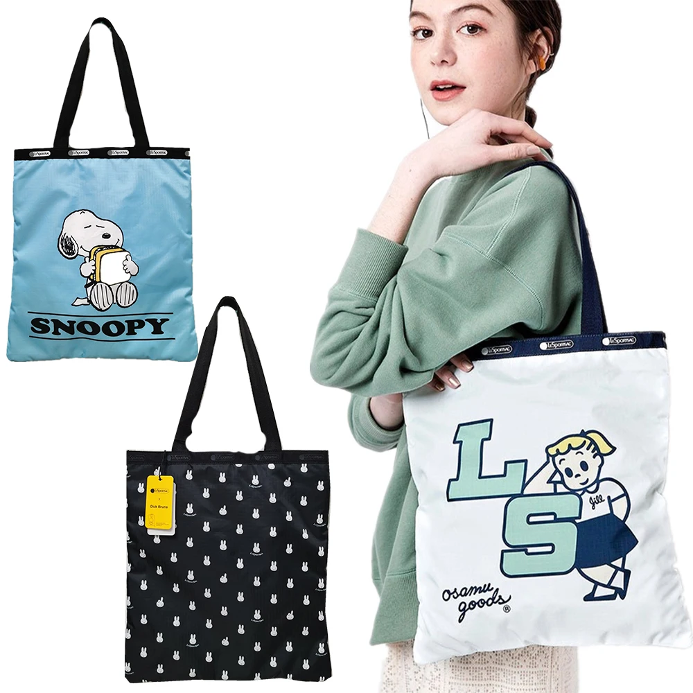

Lesportsac Anime Shoulder Bag Cartoon Kawaii Snoopys Totoros Pikachu Printed Tote Lightweight Large Capacity Storage Pouch Gifts