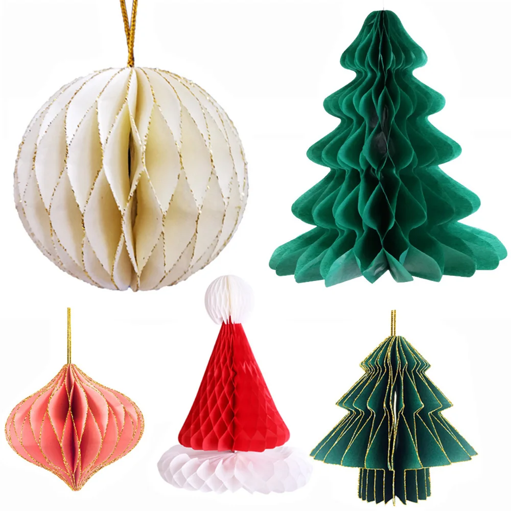 

2 Pcs Ball-Shaped Eve Christmas Glitter Solid Ornaments for Ball Party Mini Lantern Ornament Decorations Honeycomb Hanging Decor