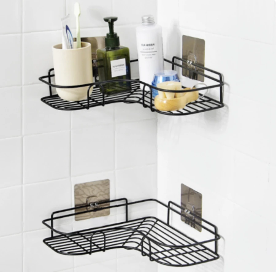 

Corner Bathroom Shelves Single Layer Wall Mounted Kitchen Organizer Shelf Bathroom Accessories Storage Holder Rack No Punching