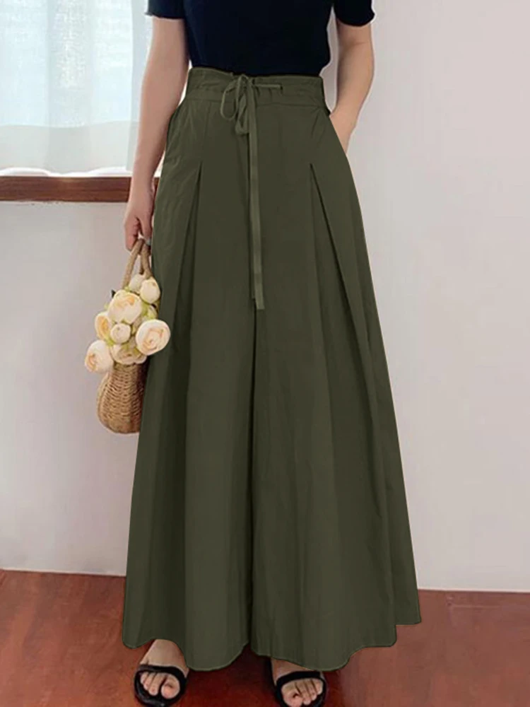 2024 ZANZEA модные широкие брюки женские на шнуровке повседневные элегантные