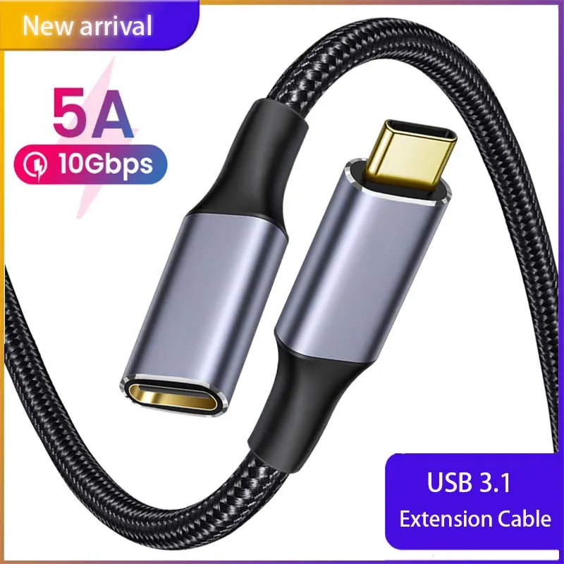 

PD100W 10Gbps USB 3.1 Extension Cable USB C Extend Cable Male to Female Type C Extender Fast Charging Cable Cord for MacBook Pro