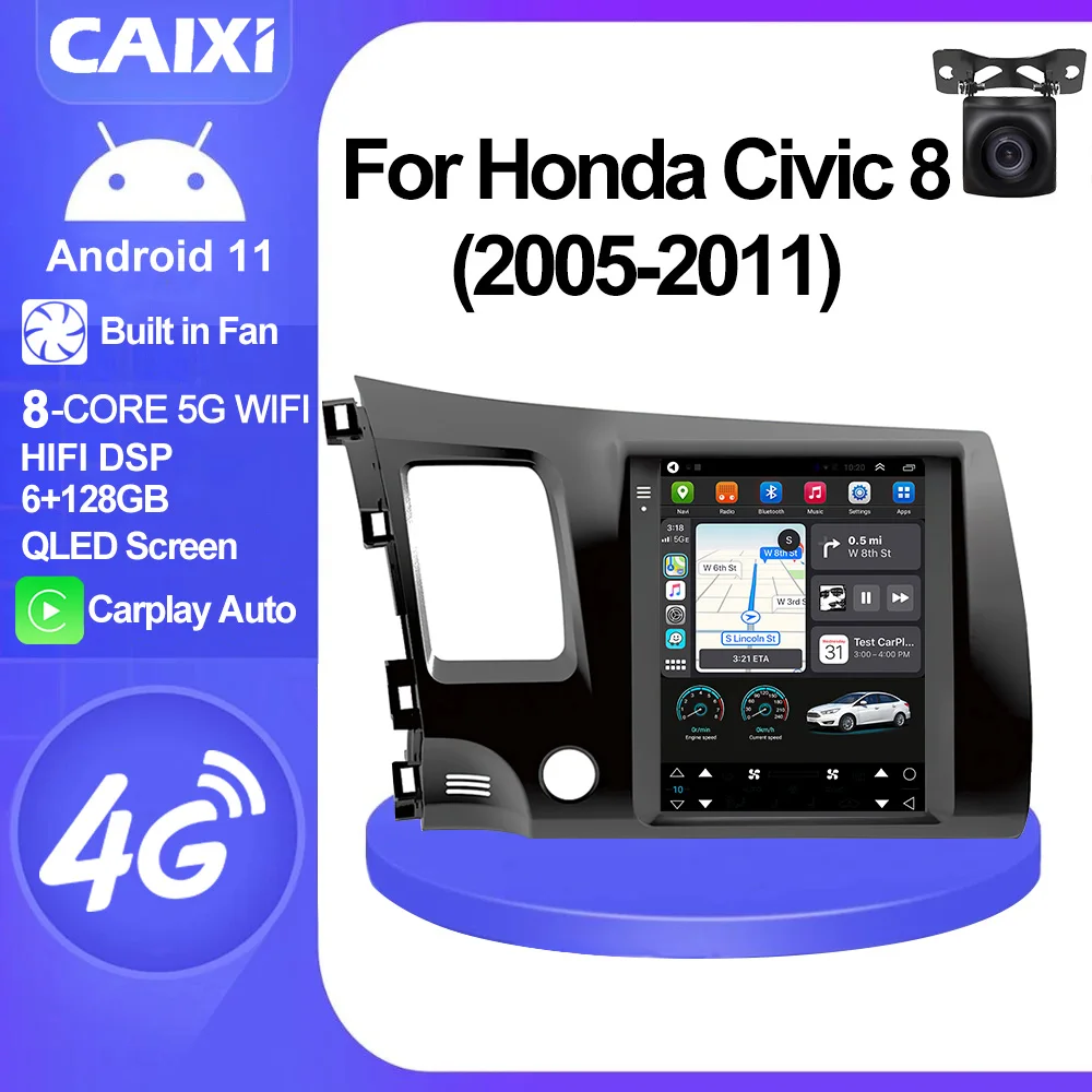 CAIXI GX9 8-ядерный для Tesla style Honda Civic 2005 - 2011 Android 11 автомобильный радиоприемник