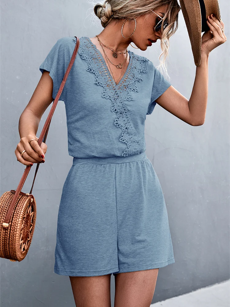 

Mandylandy Women Elegant Summer Outfits Tracksuit Fashion Female Y2K V Neck Shirt Top Elastic Waist Loose Shorts 2 Piece Set