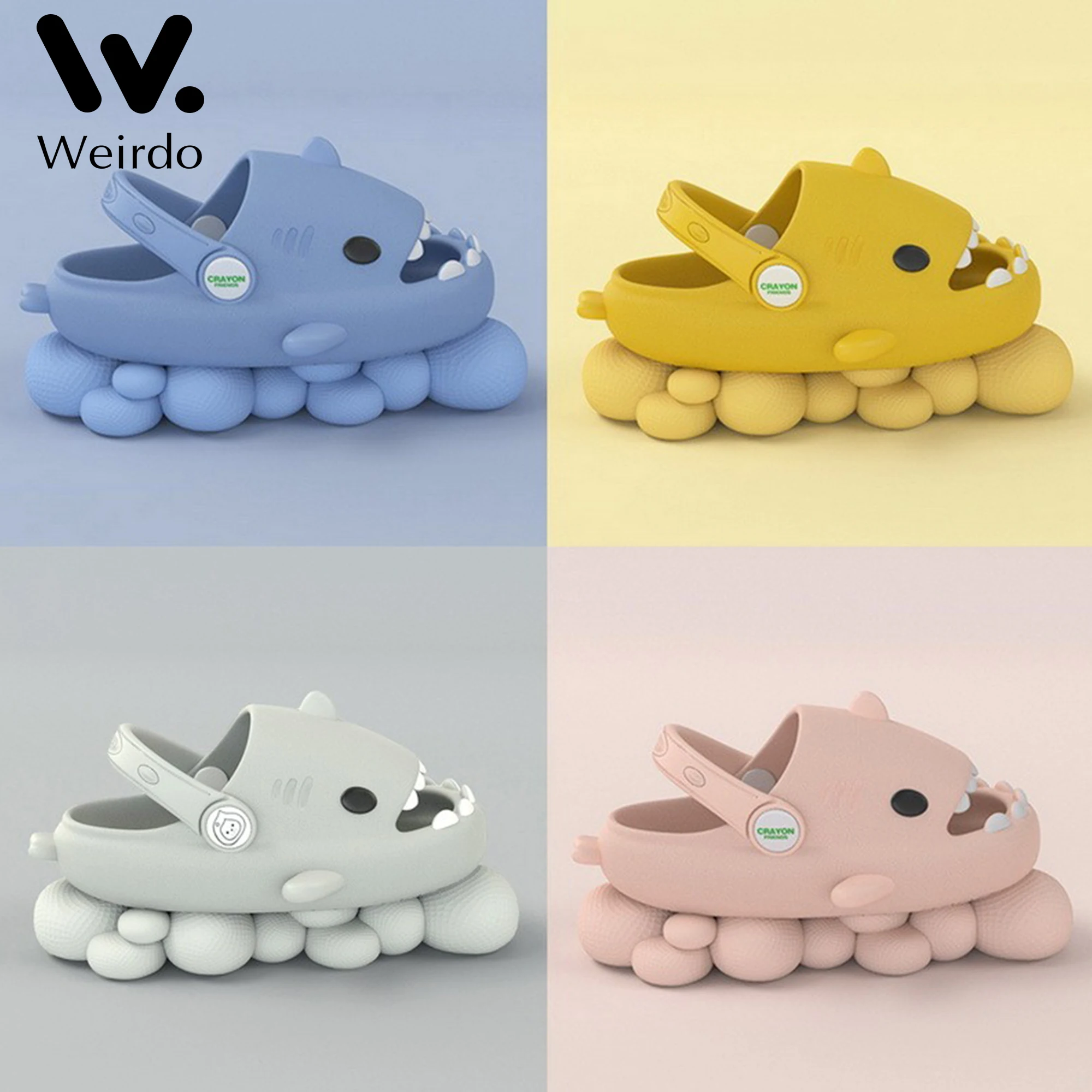 

2022 Summer Shark Children's Slippers Rainbow Shoes For Kids Toddler Baby Outdoor EVA Print Cute Flat Heels Beach Sandals