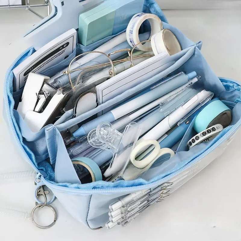 

Girl Large Capacity Pencil Bag Aesthetic School Multi Grid Pencil Big Box Korean Stationery Zipper Pencil Pouch School Supplies