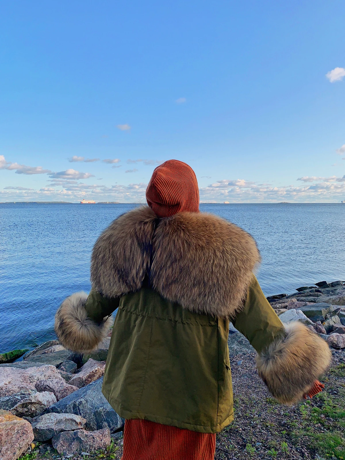 Mid-length Fox Fur Collar Warm Parka Coat Women's Winter Down Feather Liner Coats 2022 Long Sleeve Detachable Fox Fur Jackets