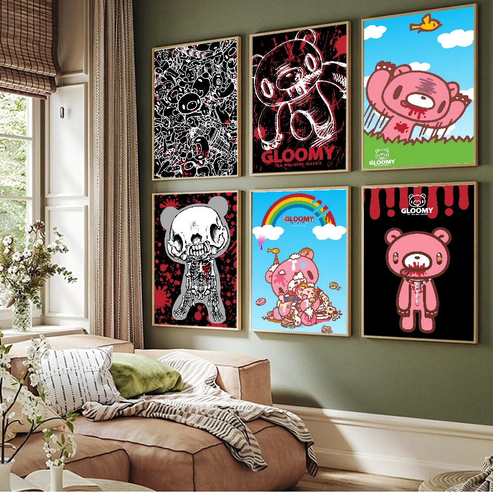 Классические винтажные постеры с мультяшным медведем G-gloomy белые бумажные принты