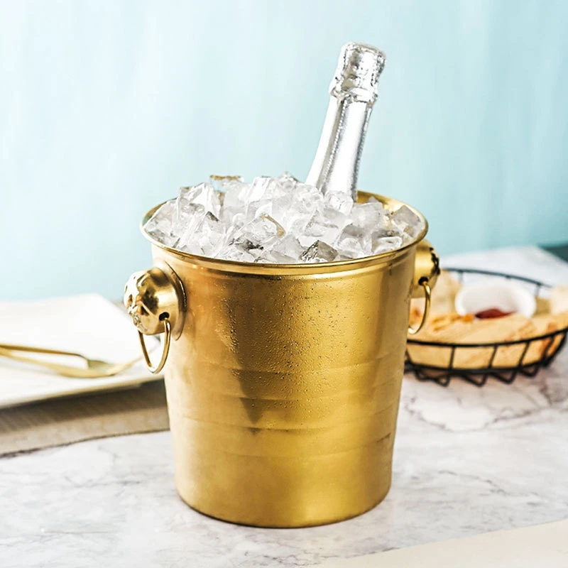 

1PC 3L Stainless Steel Ice Bucket Thick Tiger Head Ice Bucket Party Ice Bucket (Gold)