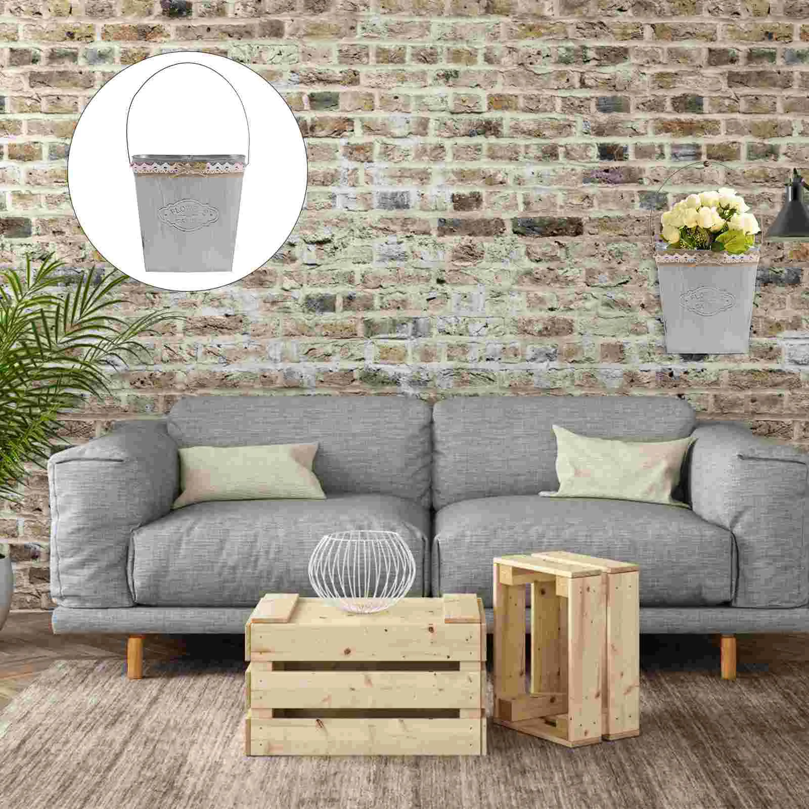 

Flower Metal Vase Bucket Wall Galvanized Planter Container Pot Farmhouse French Hanging Iron Vases Can Succulent Retro Chic Home