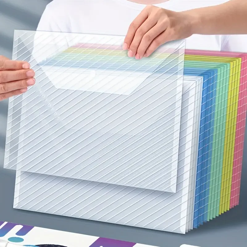 

A4 transparent waterproof snap closure file bag, large capacity office data file bag, student test paper bag