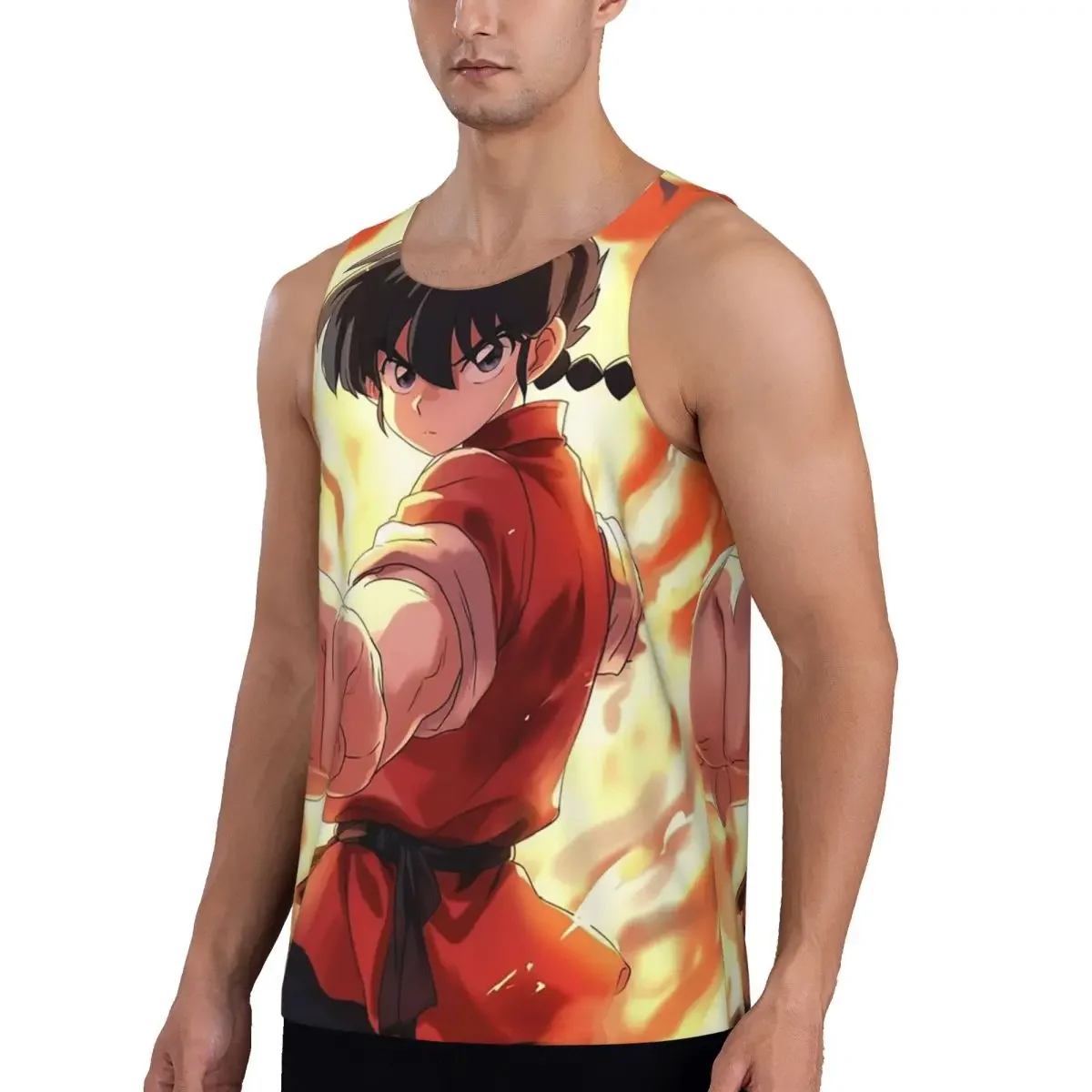 Фото Быстросохнущая дышащая майка-жилет для бодибилдинга Ranma Saotome Pig Girls Gym Tank Muscle без рукавов №5